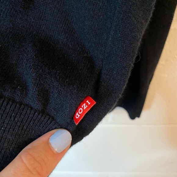 IZOD Men’s Sweater Size Medium V-Neck Pullover Black Long Sleeve - Picture 6 of 10